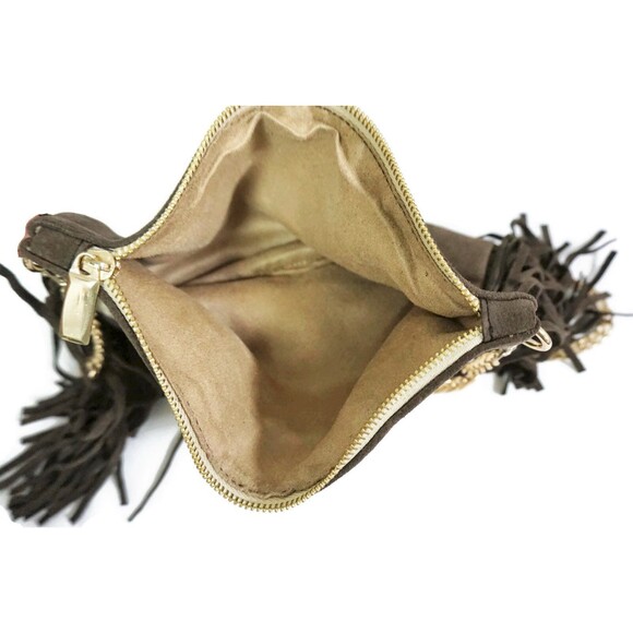 Handira Fringe Shoulder Bag: Moroccan Suede Leather Purse - Picture 8 of 9